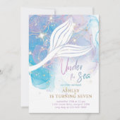 Invitation Sirène sous l'aquarelle de mer Anniversaire (Devant)