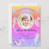 Invitation Sirène sous l'aquarelle de mer anniversaire de l'o (Devant)