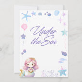 Invitation Sirène sous l'aquarelle de mer fête d'anniversaire (Dos)