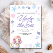 Invitation Sirène sous l'aquarelle de mer fête d'anniversaire