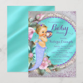 Invitation Sirène Sous Le Baby shower De Mer (Devant / Derrière)