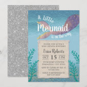 Invitation Sirène sous le Baby shower des filles de la mer (Devant / Derrière)