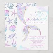 Invitation Sirène Sous Le Baby shower Des Filles De L'Océan M (Devant / Derrière)