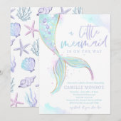 Invitation Sirène Sous Le Baby shower Des Filles De L'Océan M (Devant / Derrière)