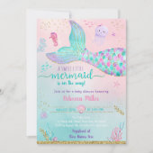 Invitation Sirène Sous Le Baby shower D'Or Rose Mer (Devant)