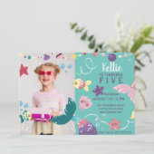 Invitation Sirène Sous Les Filles De La Mer Photo Anniversair (Debout devant)