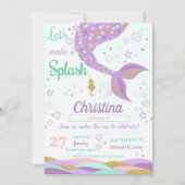 Invitation Sirène Sous L'Invitation D'Anniversaire De La Mer (Devant)
