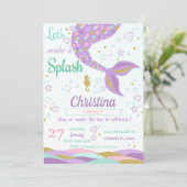 Invitation Sirène Sous L'Invitation D'Anniversaire De La Mer (Debout devant)