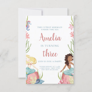 Invitation Sirène Sous L'Invitation D'Anniversaire De La Mer