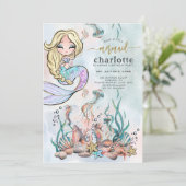 Invitation Sirène Sous L'Invitation D'Anniversaire De La Mer (Debout devant)