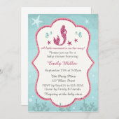 Invitation Sirène sous l'invitation de douche de bébé de mer (Devant / Derrière)