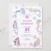 Invitation Sirène sous l'invitation de fête d'anniversaire en (Devant)