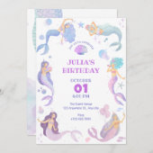 Invitation Sirène sous l'invitation de fête d'anniversaire en (Devant / Derrière)