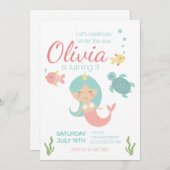 Invitation Sirène sous l'invitation de fête d'anniversaire en (Devant / Derrière)