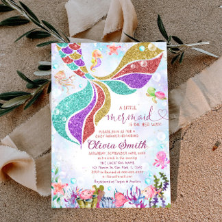 Invitation Sirène sous l'invitation du Baby shower de la Fill