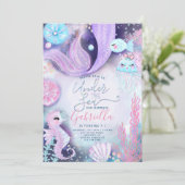 Invitation Sirène Sous l'Océan Animaux Anniversaire (Debout devant)