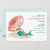 Invitation Sirène sur la Plage (Devant / Derrière)