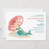 Invitation Sirène sur la Plage (Devant)