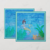 Invitation Sirène tropicale de partie de plage personnalisée (Devant / Derrière)