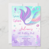Invitation Sirène Turquoise pourpre sous la mer Anniversaire  (Devant)