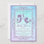 Invitation Sirène TWIN sous l'invitation du Baby shower de la (Devant)