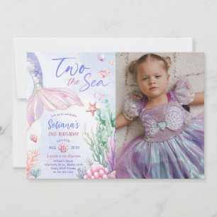 Invitation Sirène Violette 2ème Anniversaire Deux à la Mer Ph