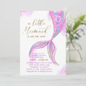 Invitation Sirène Violette Sous Le Baby shower Océanique De L (Debout devant)