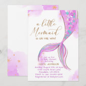 Invitation Sirène Violette Sous Le Baby shower Océanique De L (Devant / Derrière)