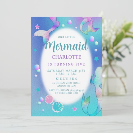 Invitation Sirènes Arc-en-ciel Iridescente Parties scintillan (Debout devant)