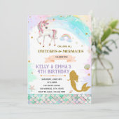 Invitation Sirènes et licorne d'invitation conjointe d'annive (Debout devant)