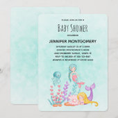 Invitation Sirènes et méduses sous la mer Baby Shower (Devant / Derrière)