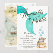 Invitation Sirènes et pirates Anniversaire (Devant / Derrière)