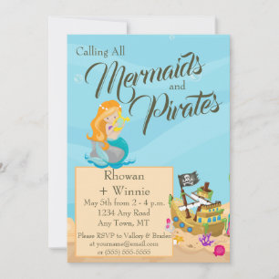 Invitation Sirènes et pirates Anniversaire