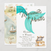 Invitation Sirènes et pirates Anniversaire (Devant / Derrière)