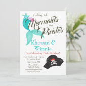 Invitation Sirènes et pirates Anniversaire (Debout devant)