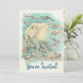 Invitation Sirènes Vintage Fête sous l'Océan (Debout devant)