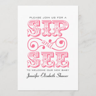 Invitation Siroter Et Voir Baby shower Rose Party