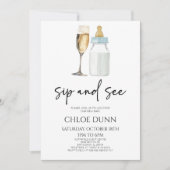 Invitation Siroter et voir Champagne Baby Baby shower bouteil (Devant)