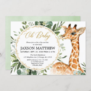 Invitation Sirotez et voyez le baby shower de girafe,
