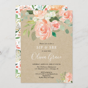 Invitation Sirotez et voyez le bébé rustique de fille de