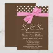Invitation Sirotez et voyez le point de polka Brown de rose (Devant / Derrière)