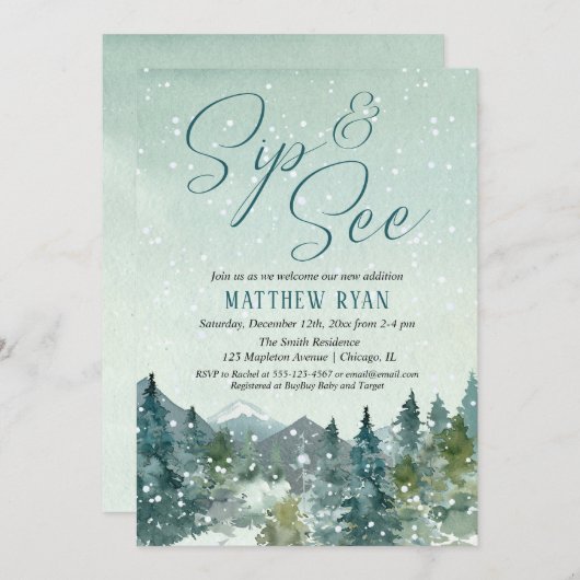 Invitation Sirotez un verre d'hiver rustique et voyez, rejoig (Devant / Derrière)