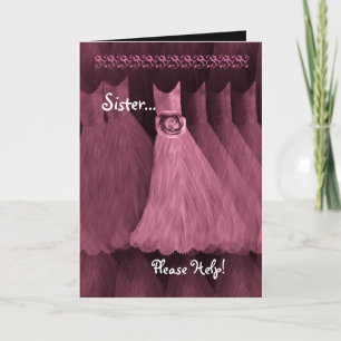 Invitation SISTER - MAID of HONOR Invite rose Gown