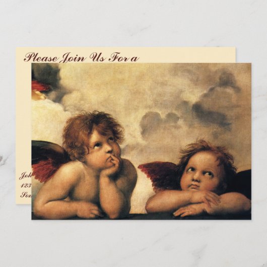 Invitation Sistine Madonna Angels par Raphael Sanzio (Devant / Derrière)