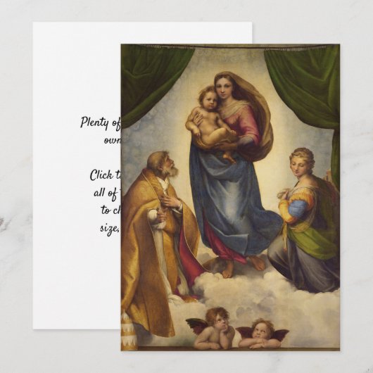 Invitation Sistine Madonna par Rapahel (Devant / Derrière)