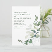Invitation Site Rustique Mariage Botanique Eucalyptus (Debout devant)