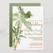 Invitation Site Tropical Green Palm Trees Mariage (Devant / Derrière)