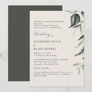 Invitation Site Web de Foliage Botanique Champagne Mariage