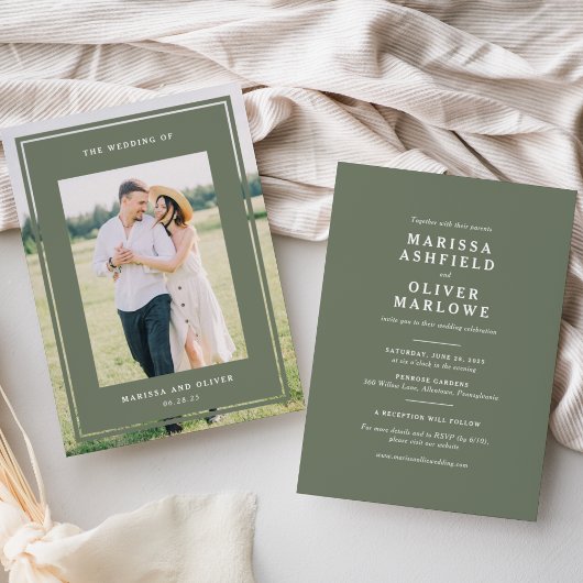 Invitation Site Web de Mariage avec Photo Encadrée Double Fac