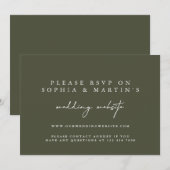 Invitation Site Web de Mariage Élégant Moderne Vert RSVP en L (Devant / Derrière)
